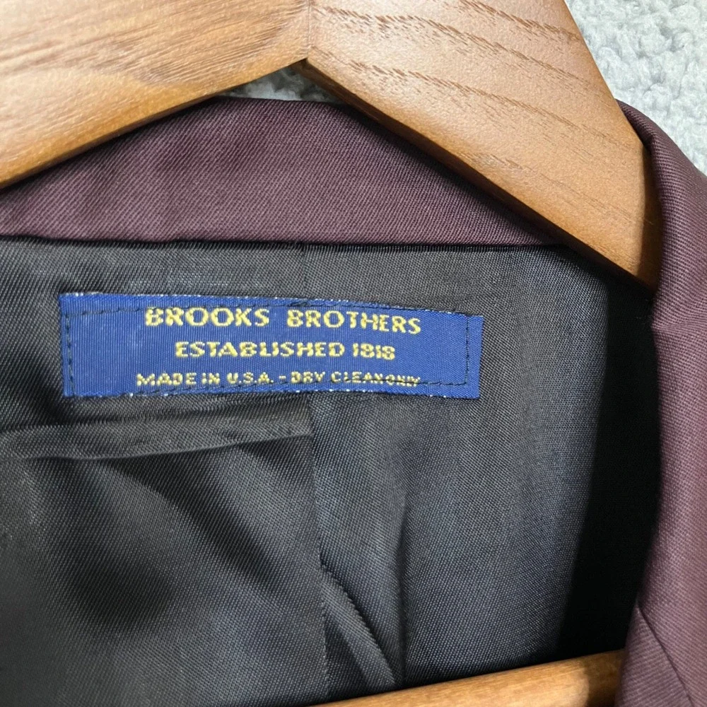 VTG Brooks Brothers 100%‎ Pure Wool Blazer Mens 16 Purple Burgundy Jacket USA
